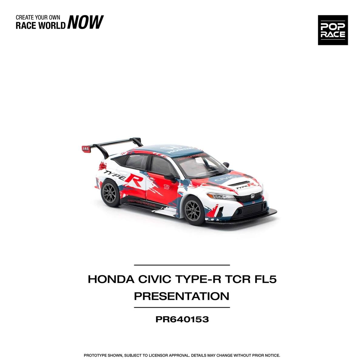 Pop Race 1:64 Honda CIVIC Type-R TCF FL5 Presentation Opening Front Hood Detailed Engine (PR640153)