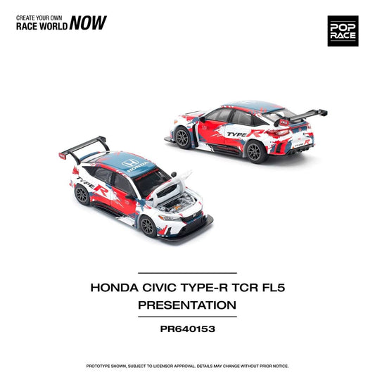 Pop Race 1:64 Honda CIVIC Type-R TCF FL5 Presentation Opening Front Hood Detailed Engine (PR640153)