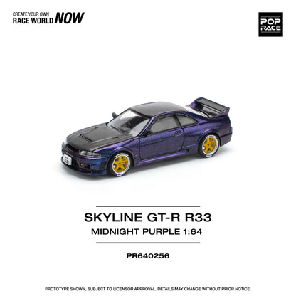 Pop Race 1:64 Nissan Skyline GT-R R33 NISMO 400R Midnight Purple Opening Front and Rear Detailed Engine (PR640256)