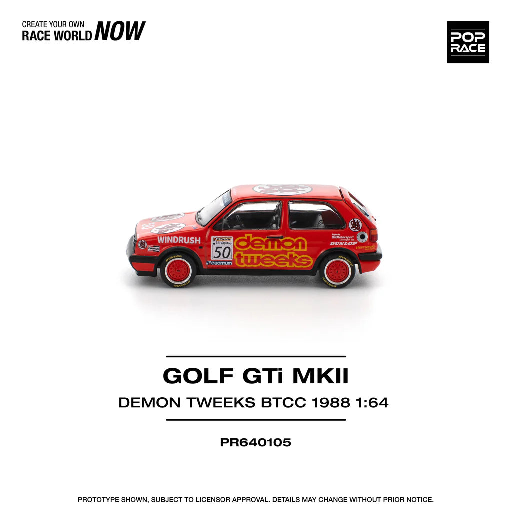 Pop Race 1:64 Volkswagen Golf GTI MKII MK2 Demon Tweeks BTCC 1988 Openable Rear Boot (PR640105)