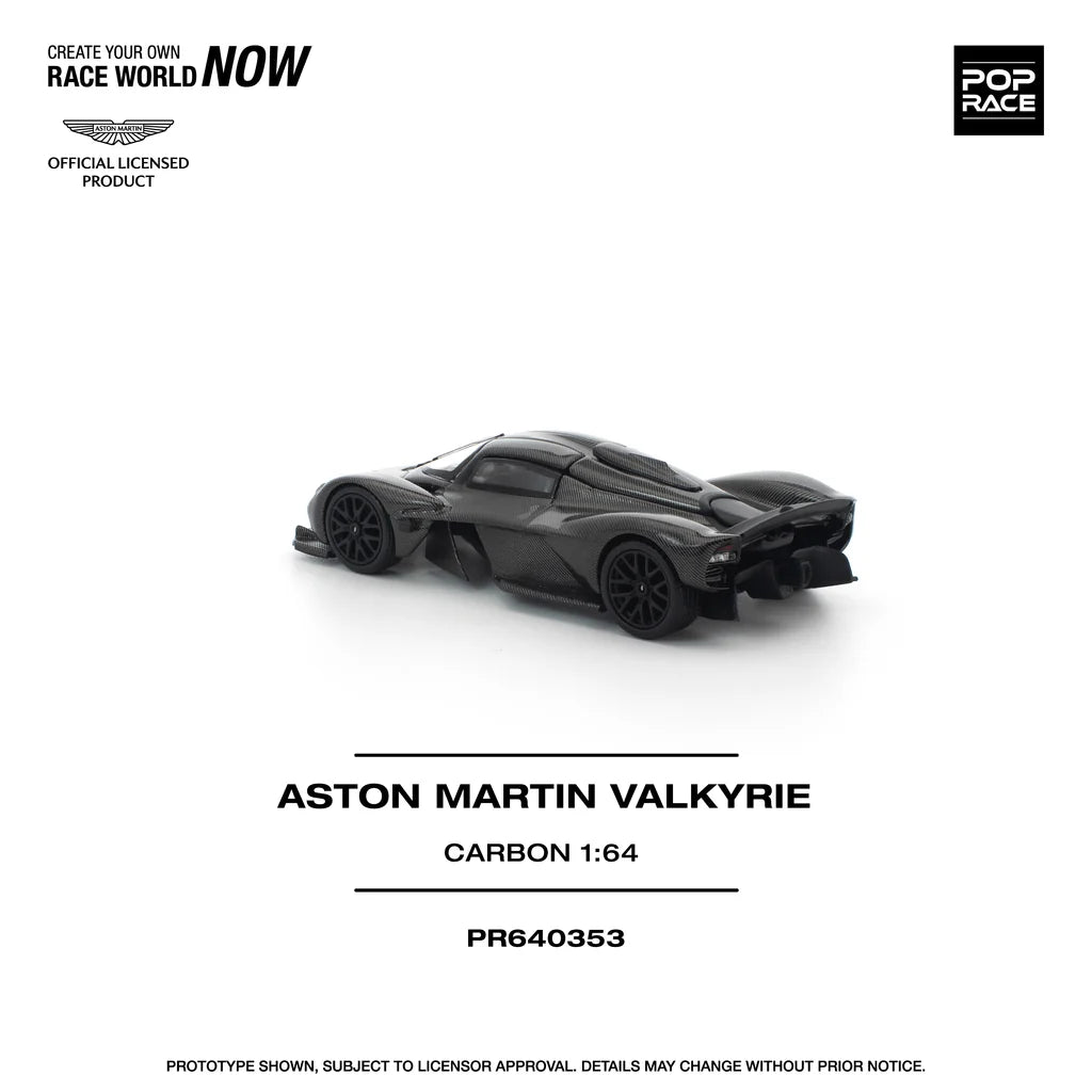 Pop Race 1:64 Aston Martin Valkyrie Carbon Opening Rear Hood Detailed Engine (PR640353)