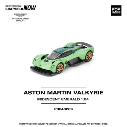 Pop Race 1:64 Aston Martin Valkyrie Iridescent Emerald Green Opening Rear Hood Detailed Engine (PR640269)