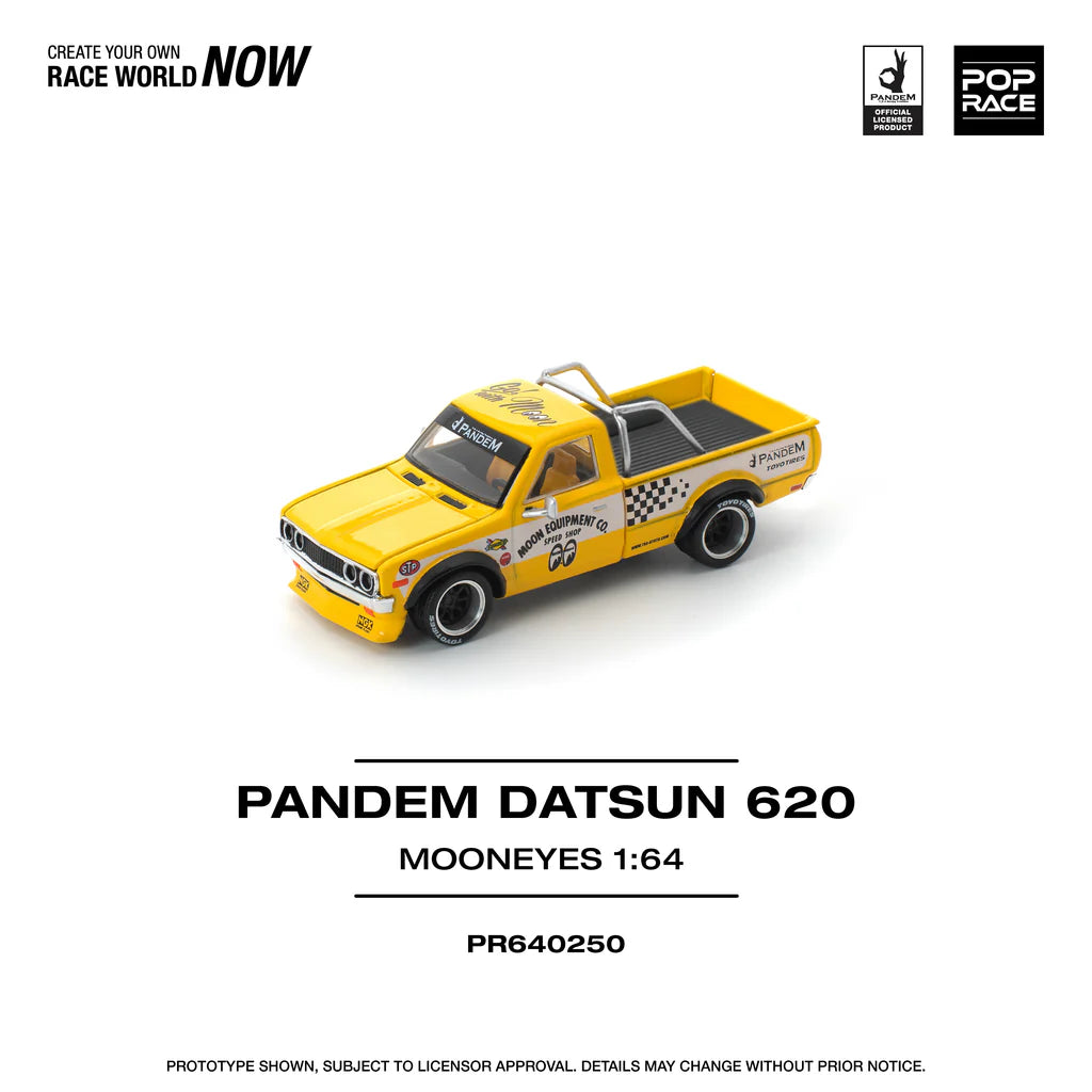 Pop Race 1/64 PANDEM Datsun 620 Pick Up Truck Mooneyes Openable Front Hood Detailed Engine (PR640250)