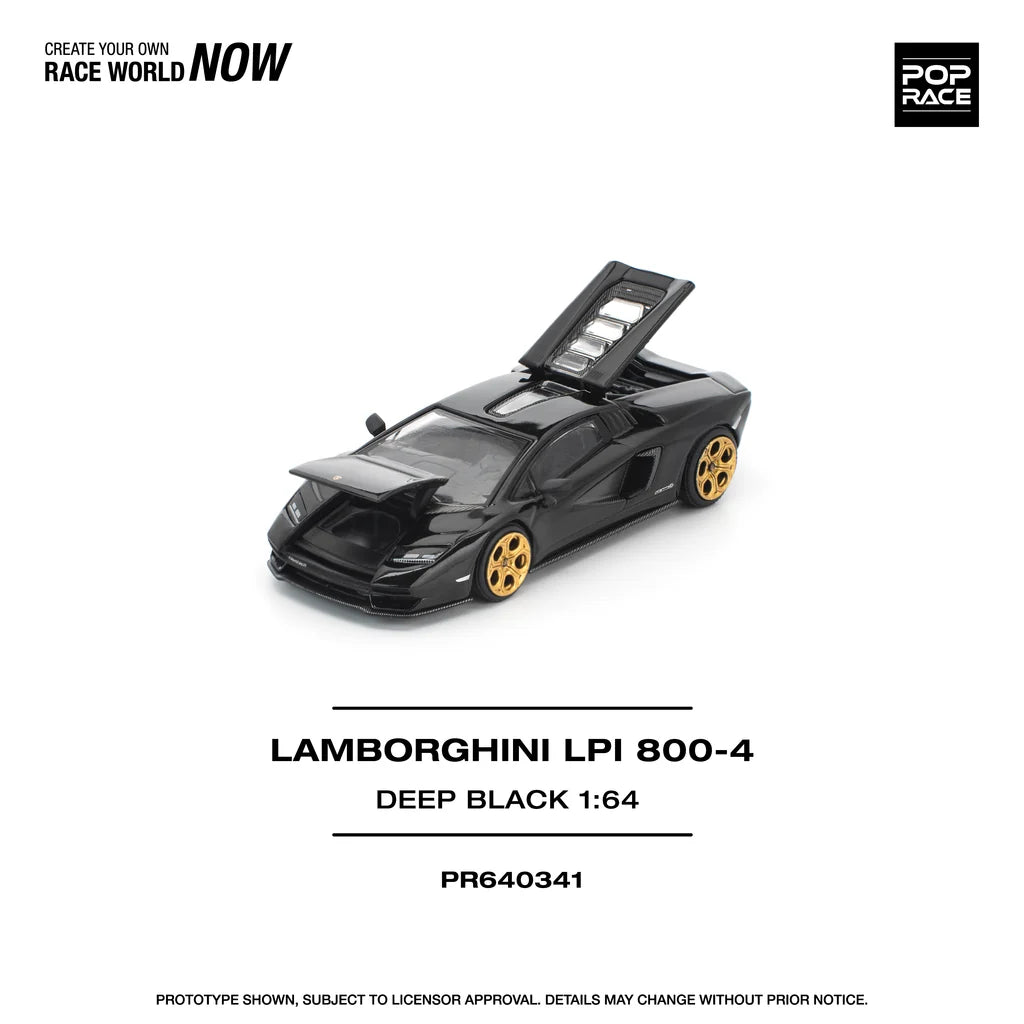 Pop Race 1:64 Lamborghini Countach LPI 800-4 Deep Black Opening Front and Rear Detailed Engine (PR640341)