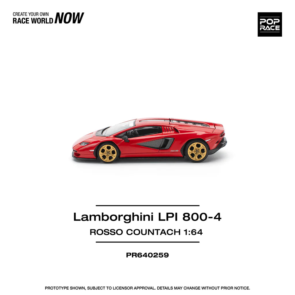 Pop Race 1:64 Lamborghini Countach LPI 800-4 Rosso Red Opening Front and Rear Detailed Engine (PR640259)