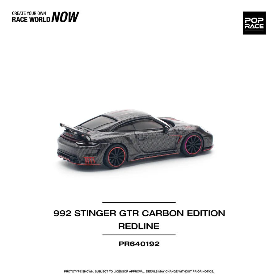 Pop Race 1:64 Porsche 992 Stinger GTR TopCar Design Carbon Edition Redline (PR640192)