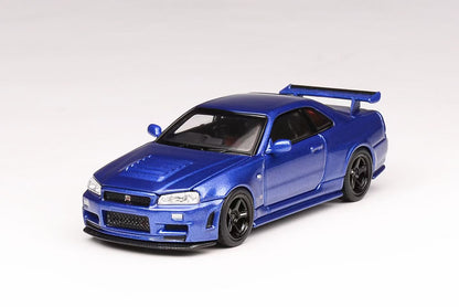 Motorhelix 1:64 Nissan Skyline GT-R R34 Nismo Z-Tune Bayside Blue Openable Front Hood Detailed Engine Official Licensed (Premium Box Packaging)