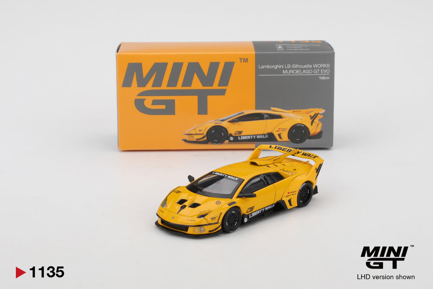 Mini GT 1:64 Lamborghini LB-Silhouette WORKS MURCIELAGO GT Evo Yellow (MGT01135-CH)