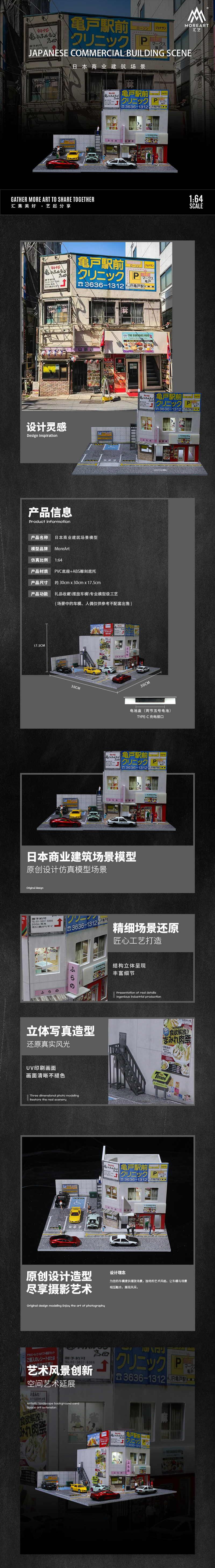 MoreArt 1:64 Japanese Commercial Building Scene LED Lighting Diorama