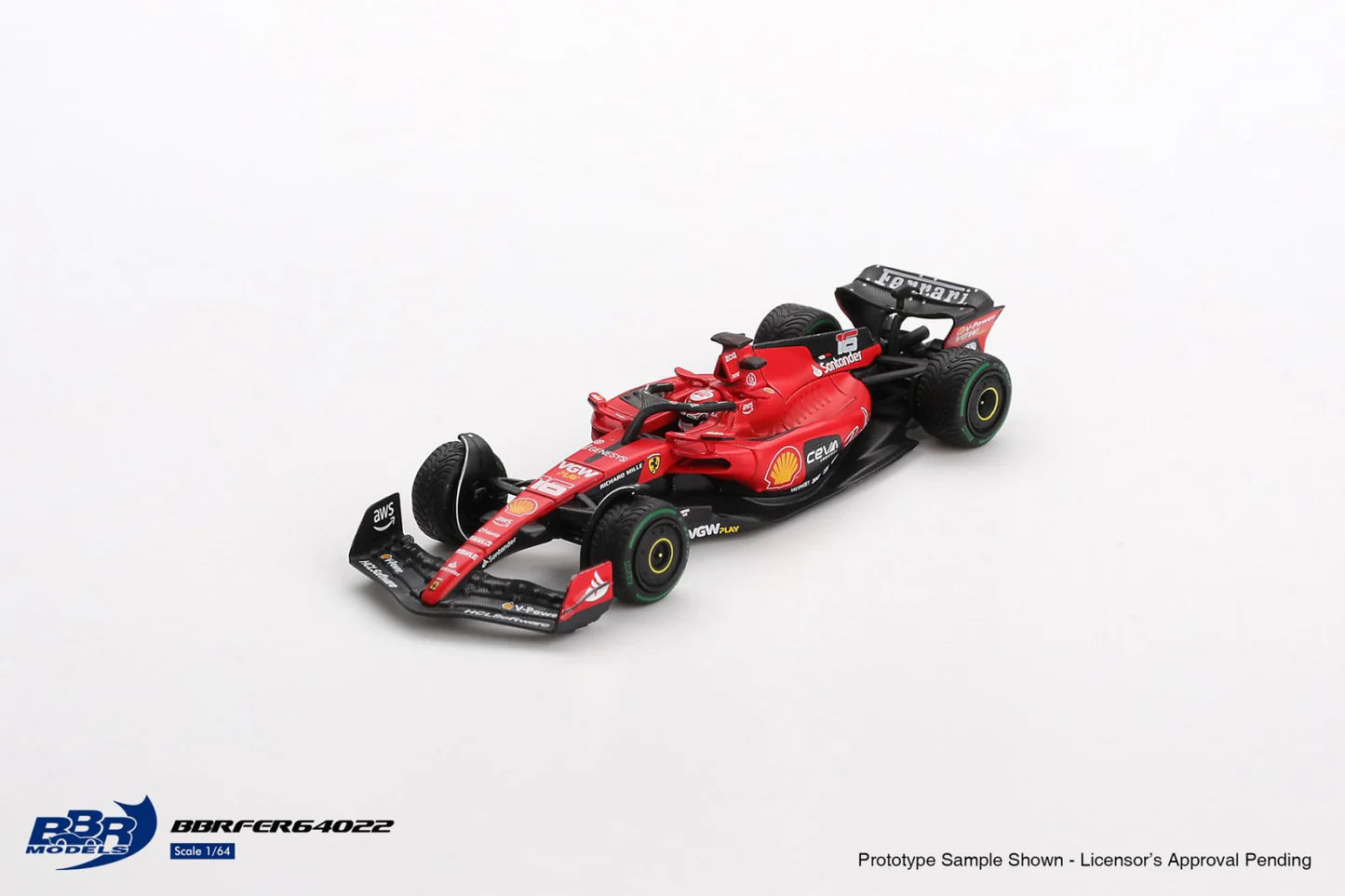 BBR 1/64 Ferrari SF23 #16 C. Leclerc 2023 Monaco GP (BBRFER64022)