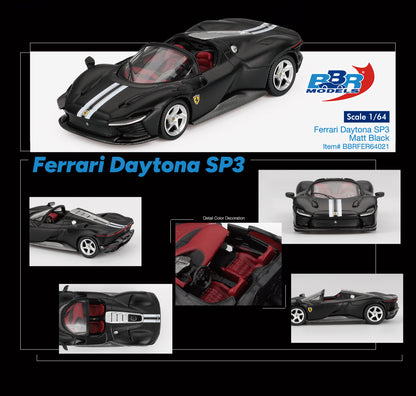 BBR 1/64 Ferrari Daytona SP3 Matt Black (BBRFER64021)