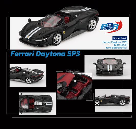 BBR 1/64 Ferrari Daytona SP3 Matt Black (BBRFER64021)