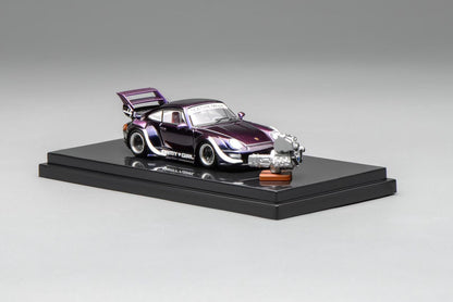 Motorhelix 1:64 RWB 993 Army Girl Purple Includes Magnetic Air-Cooled Engine Display Model