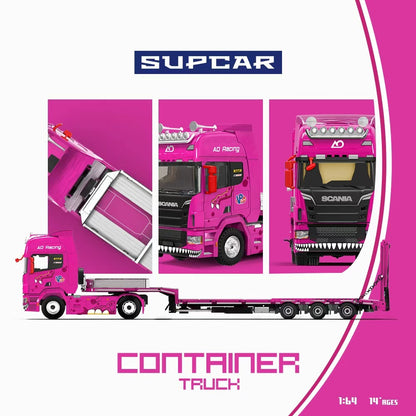 Supcar 1:64 Scania Flat Bed Trailer Transporter Truck Roxy Pink