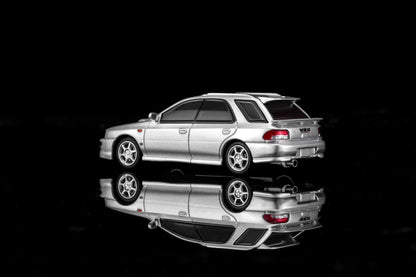 Motorhelix 1:64 Subaru Impreza Wagon WRX STi Ver. VI GF8 Arctic Silver Metallic Openable Front Hood Detailed Engine Official Licensed