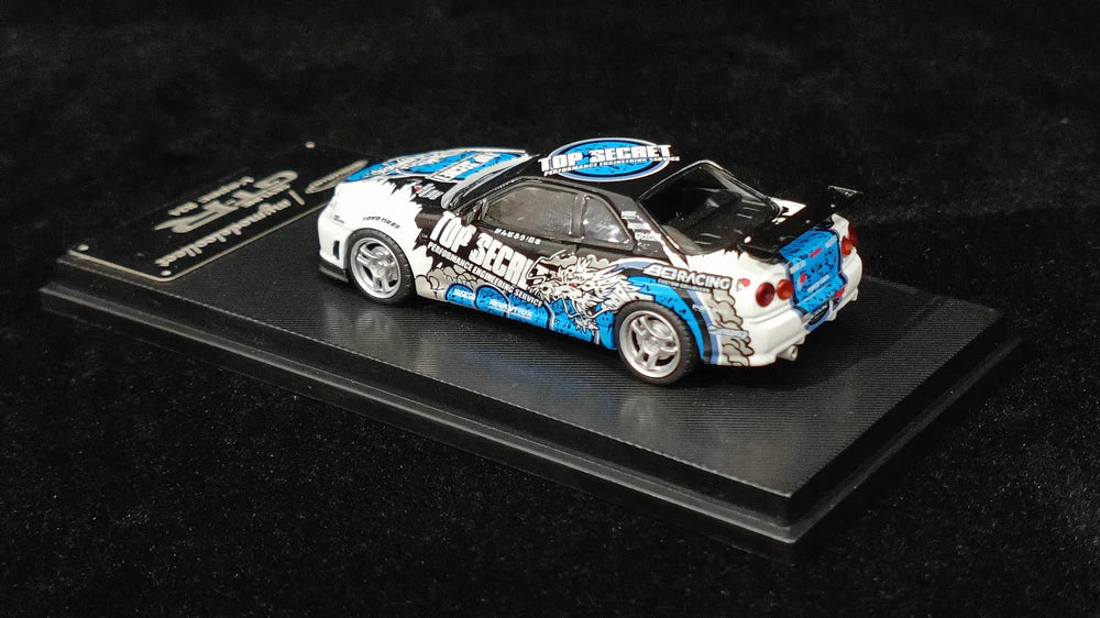 Model Collect 1:64 Nissan GT-R R34 V-SPEC-II Top Secret White Edition