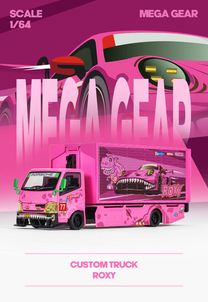 Mega Gear 1:64 Hino 300 Series MK2 Custom Extendable Tow Truck Container Livery Tyrannosaurus Roxy Pink (Limited to 2 per customer/ address)