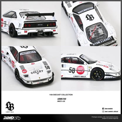 INNO64 1:64 LBWK F40 COLLET White in Premium Box Packaging (Chance of a Red Chase Car) (IN64-LBWKF40-COLLET)