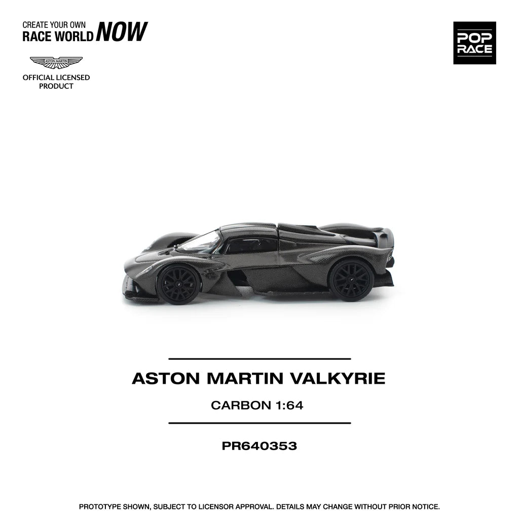 Pop Race 1:64 Aston Martin Valkyrie Carbon Opening Rear Hood Detailed Engine (PR640353)