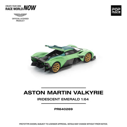 Pop Race 1:64 Aston Martin Valkyrie Iridescent Emerald Green Opening Rear Hood Detailed Engine (PR640269)