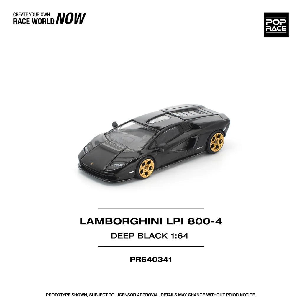 Pop Race 1:64 Lamborghini Countach LPI 800-4 Deep Black Opening Front and Rear Detailed Engine (PR640341)