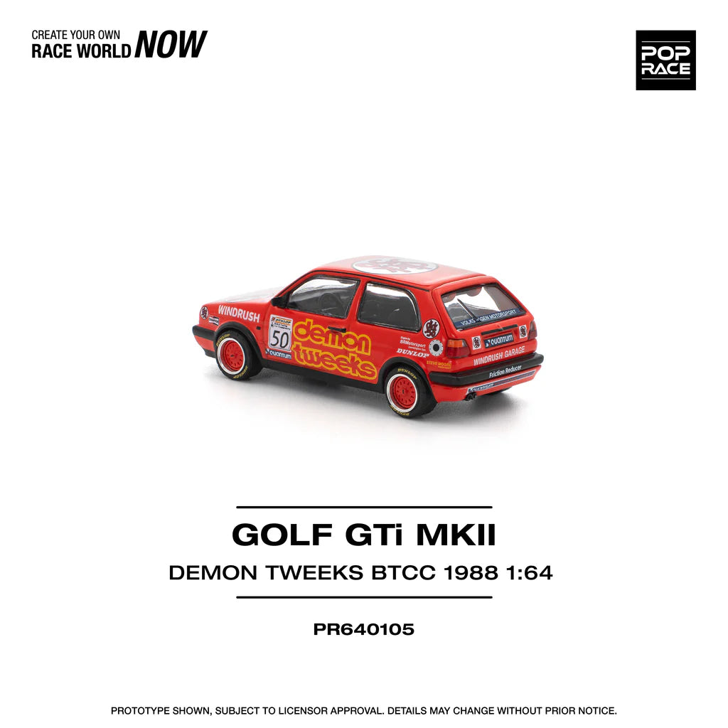 Pop Race 1:64 Volkswagen Golf GTI MKII MK2 Demon Tweeks BTCC 1988 Openable Rear Boot (PR640105)