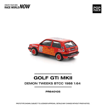 Pop Race 1:64 Volkswagen Golf GTI MKII MK2 Demon Tweeks BTCC 1988 Openable Rear Boot (PR640105)