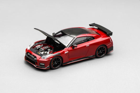 Motorhelix 1:64 Nissan GT-R R35 Special Edition 2022 NISMO Vibrant Red Openable Front Hood Detailed Engine Official Licensed (Premium Box Packaging)