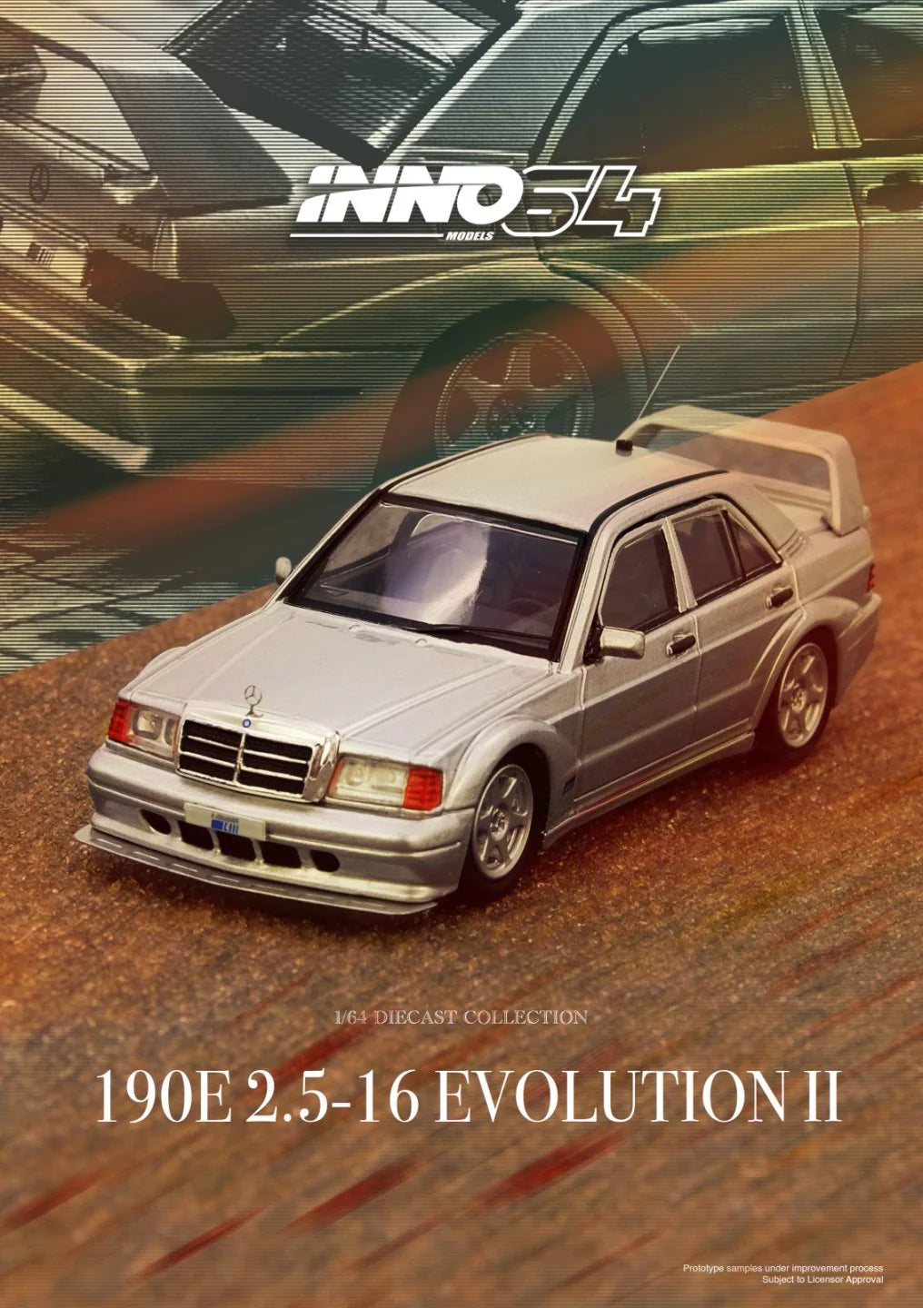 INNO64 1:64 MERCEDES-BENZ 190E 2.5-16 Evolution II Silver (IN64-190E-SIL)
