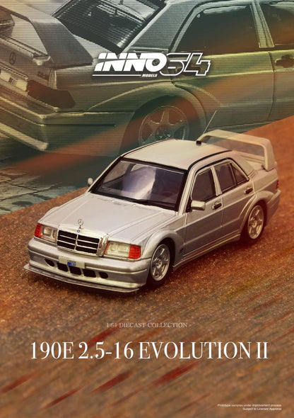 INNO64 1:64 MERCEDES-BENZ 190E 2.5-16 Evolution II Silver (IN64-190E-SIL)