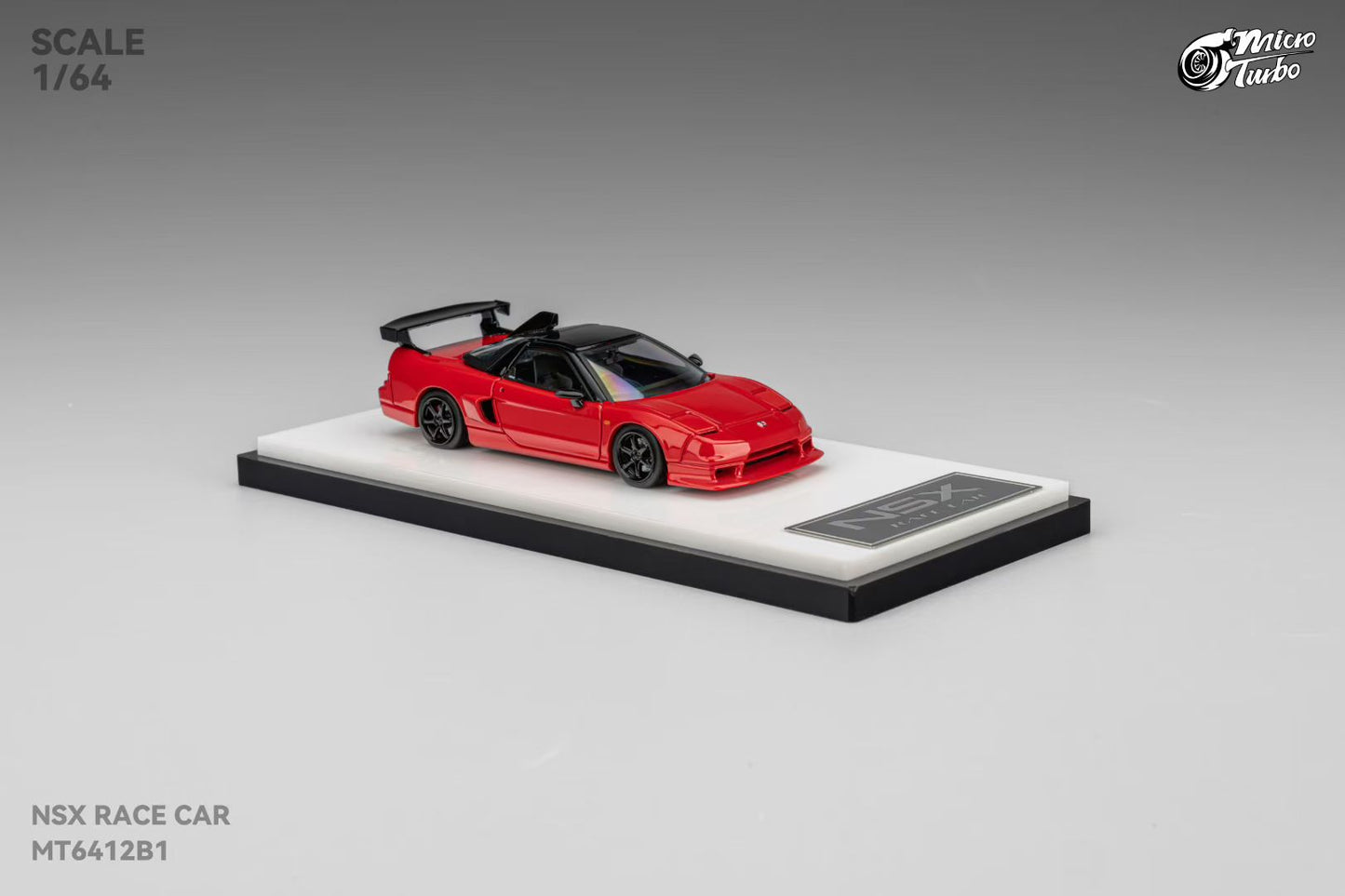 Micro Turbo 1:64 Honda NSX NA1 Race Car Classic Red Limited 999 Pieces (Folding Head Lights + Openable Engine Hood + Removable Detailed Engine)