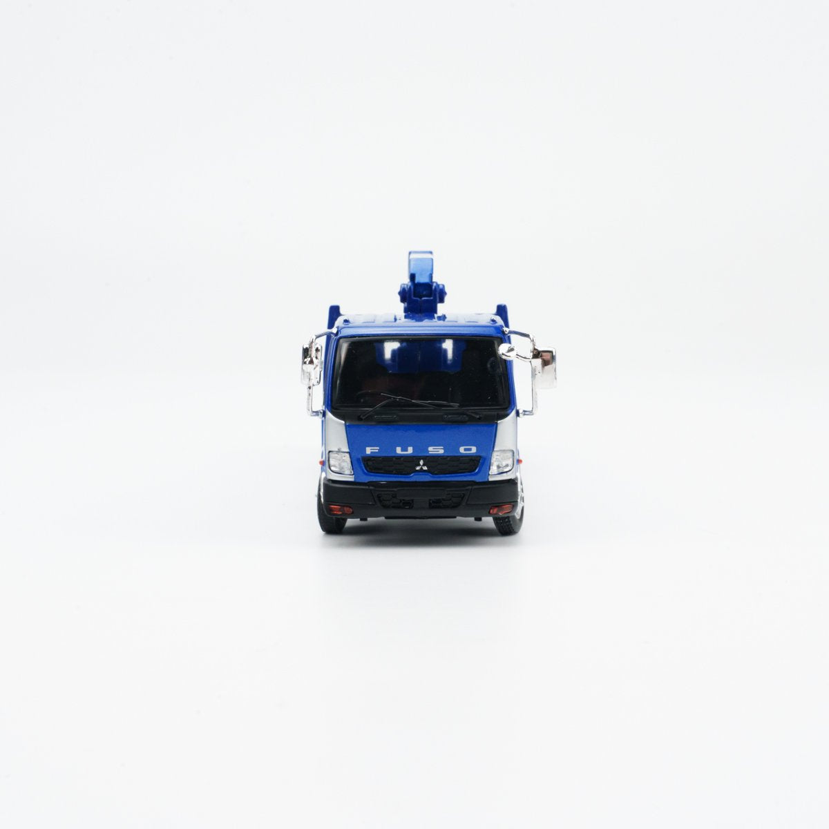 GCD 1:64 Mitsubishi Fuso Fighter Boom Lifter Crane Truck Official Licensed Blue with 2 Bunches of PVC Pipes + 1 Metallic Sun Shade