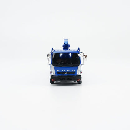 GCD 1:64 Mitsubishi Fuso Fighter Boom Lifter Crane Truck Official Licensed Blue with 2 Bunches of PVC Pipes + 1 Metallic Sun Shade