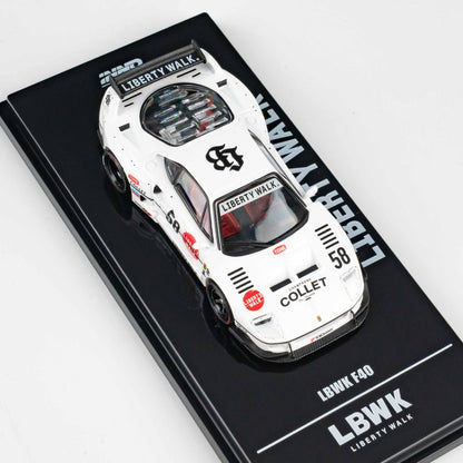 INNO64 1:64 LBWK F40 COLLET White in Premium Box Packaging (Chance of a Red Chase Car) (IN64-LBWKF40-COLLET)