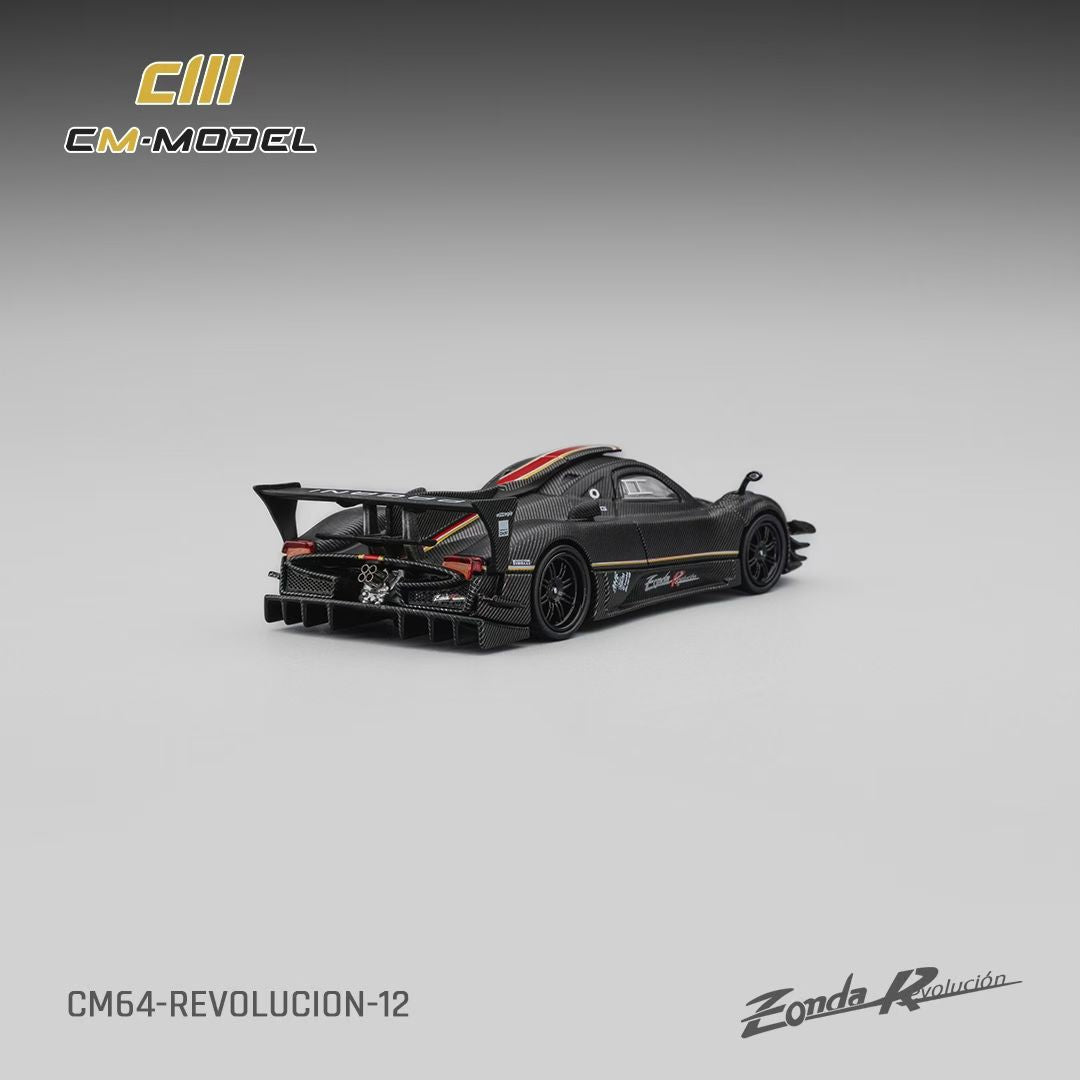 CM Model 1:64 Pagani Zonda R Evolucion Track Version Black Dry Carbon with Extra Wheel-Set Pagani Official Licensed
