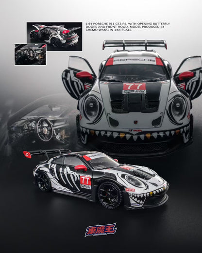 Demon King Auto 1:64 911 GT3 RS (992) Skeleton Rexy Dinosaur #77 (Openable Front Hood + Doors) in Premium Box Packaging