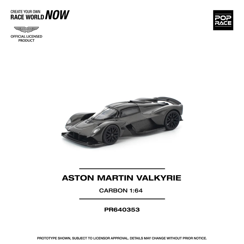 Pop Race 1:64 Aston Martin Valkyrie Carbon Opening Rear Hood Detailed Engine (PR640353)