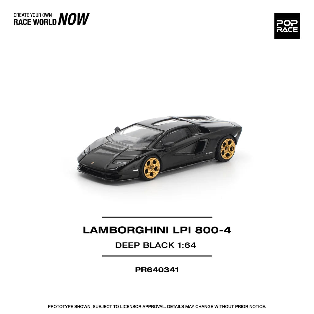 Pop Race 1:64 Lamborghini Countach LPI 800-4 Deep Black Opening Front and Rear Detailed Engine (PR640341)