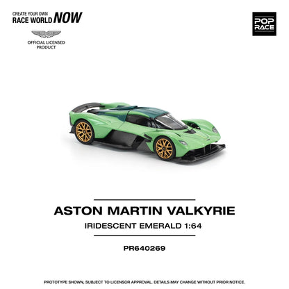 Pop Race 1:64 Aston Martin Valkyrie Iridescent Emerald Green Opening Rear Hood Detailed Engine (PR640269)