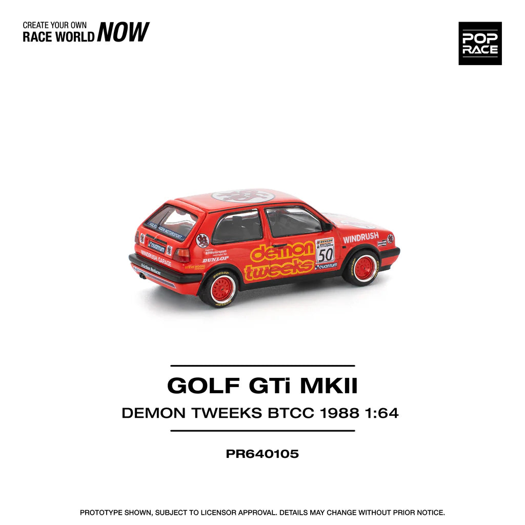 Pop Race 1:64 Volkswagen Golf GTI MKII MK2 Demon Tweeks BTCC 1988 Openable Rear Boot (PR640105)