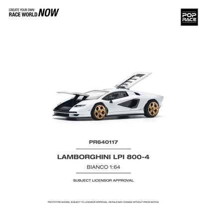 Pop Race 1:64 Lamborghini Countach LPI 800-4 Bianco Siderale Opening Front and Rear Detailed Engine (PR640117)