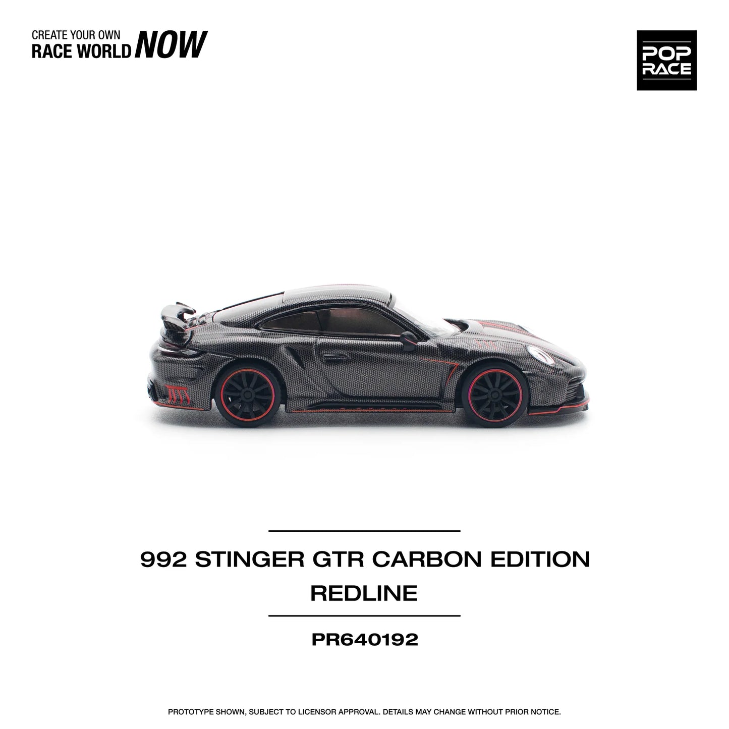 Pop Race 1:64 Porsche 992 Stinger GTR TopCar Design Carbon Edition Redline (PR640192)