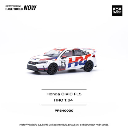 Pop Race 1:64 Honda CIVIC Type-R FL5 White HRC Opening Front Hood Detailed Engine (PR640030)