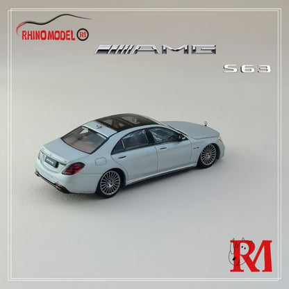 Rhino Model 1:64 Mercedes Benz AMG S63 S-Class MK6 W222 Grey with Normal Wheels Normal Stance Openable Front Hood Detailed Engine