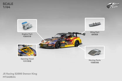 Micro Turbo 1:64 Honda S2000 Demon King AP1 J's Racing Custom China APA XOP 2025 Special Edition (Openable Engine Hood + Removable Engine + Magnetic Removable Wing)