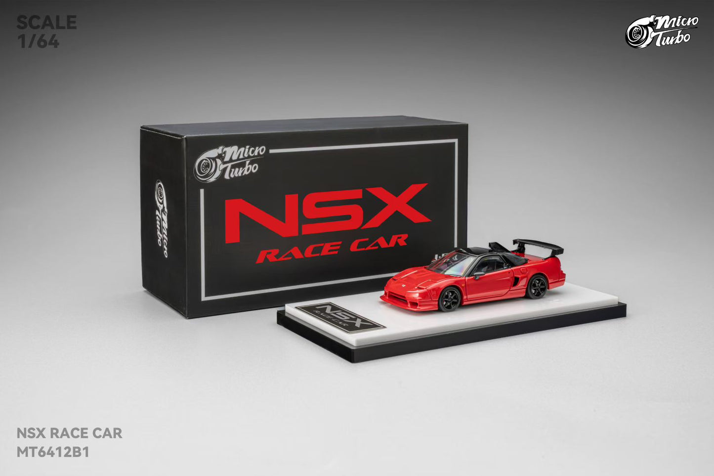 Micro Turbo 1:64 Honda NSX NA1 Race Car Classic Red Limited 999 Pieces (Folding Head Lights + Openable Engine Hood + Removable Detailed Engine)