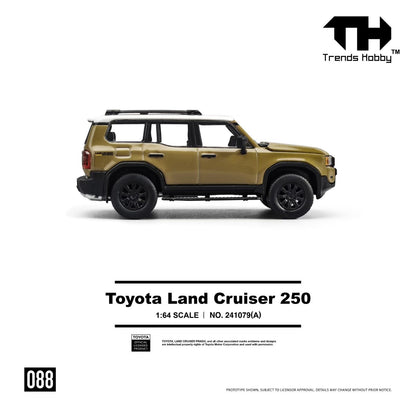 Trends Hobby 1:64 Toyota Land Cruiser 250 Sands Yellow Openable Hood Detailed Engine Toyota Official Licensed