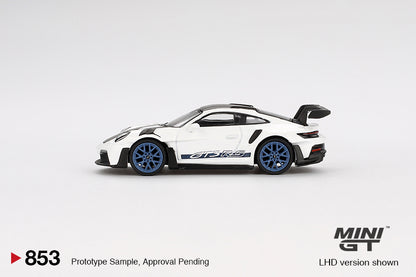 Mini GT 1:64 Porsche 911 (992) GT3 RS Weissach Package White with Indigo Blue (MGT00853-CH)