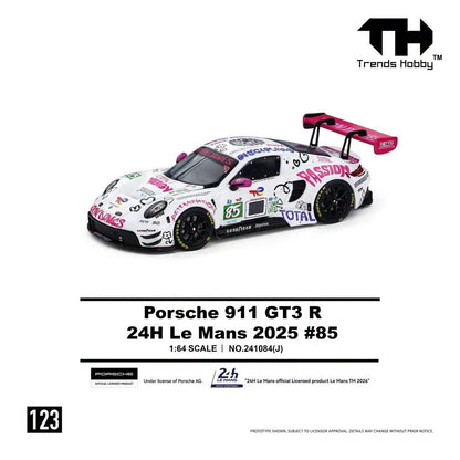 Trends Hobby 1:64 Porsche 911 GT3 R Iron Dames - 2025 Le Mans 24H LMGT3 #85 Openable Front Hood Detailed Parts Porsche Official Licensed (241084J)