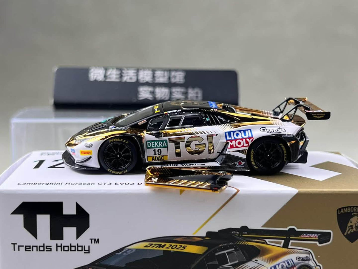 Trends Hobby 1:64 Lamborghini Huracan GT3 EVO2 GRT 2025 DTM #19 Openable Rear Hood Detailed Engine Lamborghini Official Licensed (241083E)
